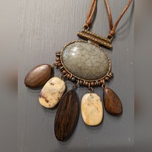 Lia Sophia earthy stone and wood necklace